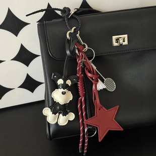 miu系雪纳瑞小狗原创手作包包挂件编织挂绳车钥匙扣情侣包挂挂饰