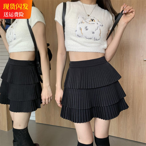 多层次蛋糕裙压褶显瘦甜美蓬蓬裙