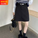 复古短裙大码 毛呢半身裙女秋冬加长款 中裙美式 咖色质感高腰a字裙