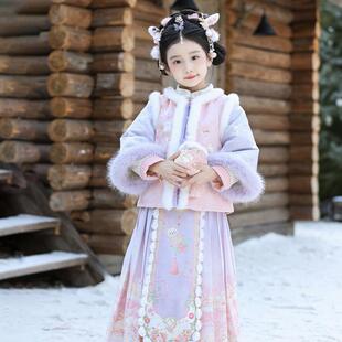 特价！冬装女宝中国风加厚套装小女孩古装儿童拜年服马面裙