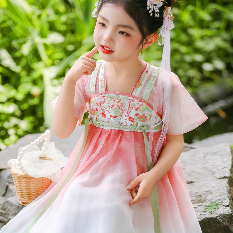 清仓特价！新款儿童高端超仙花神汉服唐装襦裙小女孩古风连衣裙