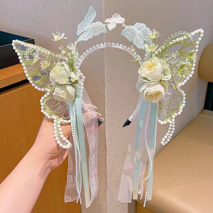 儿童发箍夏超仙蝴蝶头箍2025公主风洛丽塔发饰女孩花仙子精灵头饰