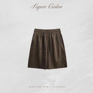 supercolor【老钱风短裤】26男士夏季新款简约休闲百搭时尚五分裤