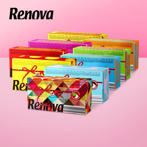 Renova葡萄牙进口彩色抽纸大尺寸面巾纸餐巾纸多彩家用纸天然染料