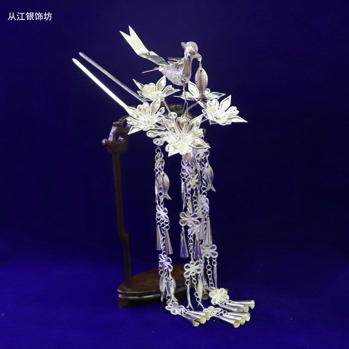 古风汉服头饰宫廷发簪古装步摇长流苏发饰百搭民族风发钗苗族饰品
