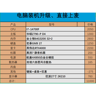 两台14700F/64G3200/RTX4000