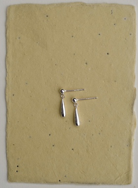 水滴耳环 自制实心S925银精致小巧滴形日常气质百搭小众