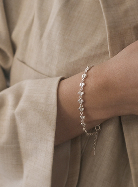 「爱心」S925银立体实心连排心形手链小众简约百搭甜美可爱