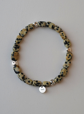 「南法假日」快乐能量石 天然斑点石手工串珠925纯银手链百搭