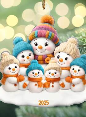 家居雪人圣诞节汽车挂件后视镜平面亚克力挂饰新款圣诞树圣诞