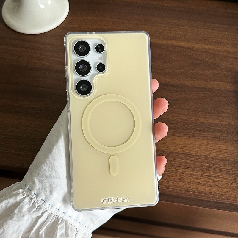 温柔奶黄色磨砂磁吸壳适用三星S25ultra手机壳S24保护壳S23+全包防摔硬壳S23 FE可搭配磁吸支架S24ultra/S22U