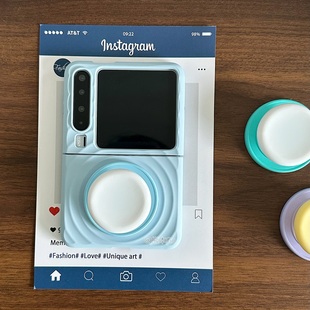 马卡龙纯色波漾适用华为PuraX手机壳三星ZFLIP7 5磁吸保护壳OPPOn3flip小米Mixflip2硬壳pocket2荣耀vflip2