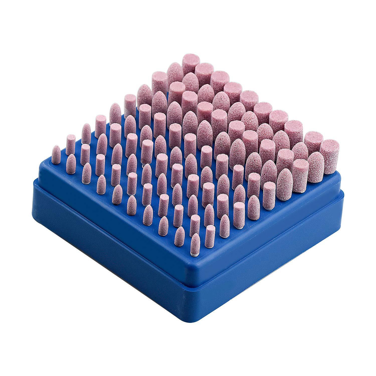 100支盒装砂轮打磨头火石仔电磨头金属打磨抛光红钢玉砂轮打磨头