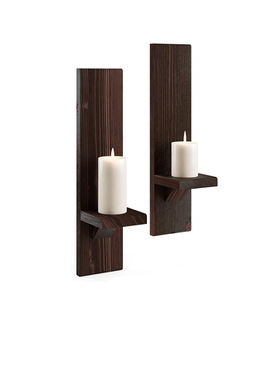 现货一对 木质壁挂木蜡台架 节日氛围香薰蜡烛台怀旧家居复古摆件