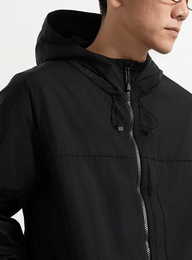 Arba设计 J18春夏秋高级轻通勤轻便零压原纱防水软壳连帽黑夹克