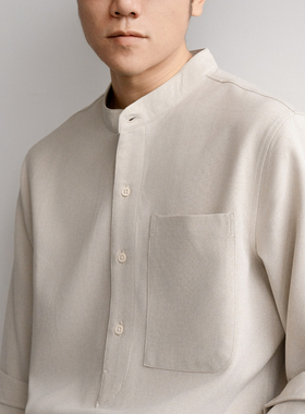 Arba设计 S186 秋三季静奢轻通勤仿生麻速干抗皱机能小立领衬衫