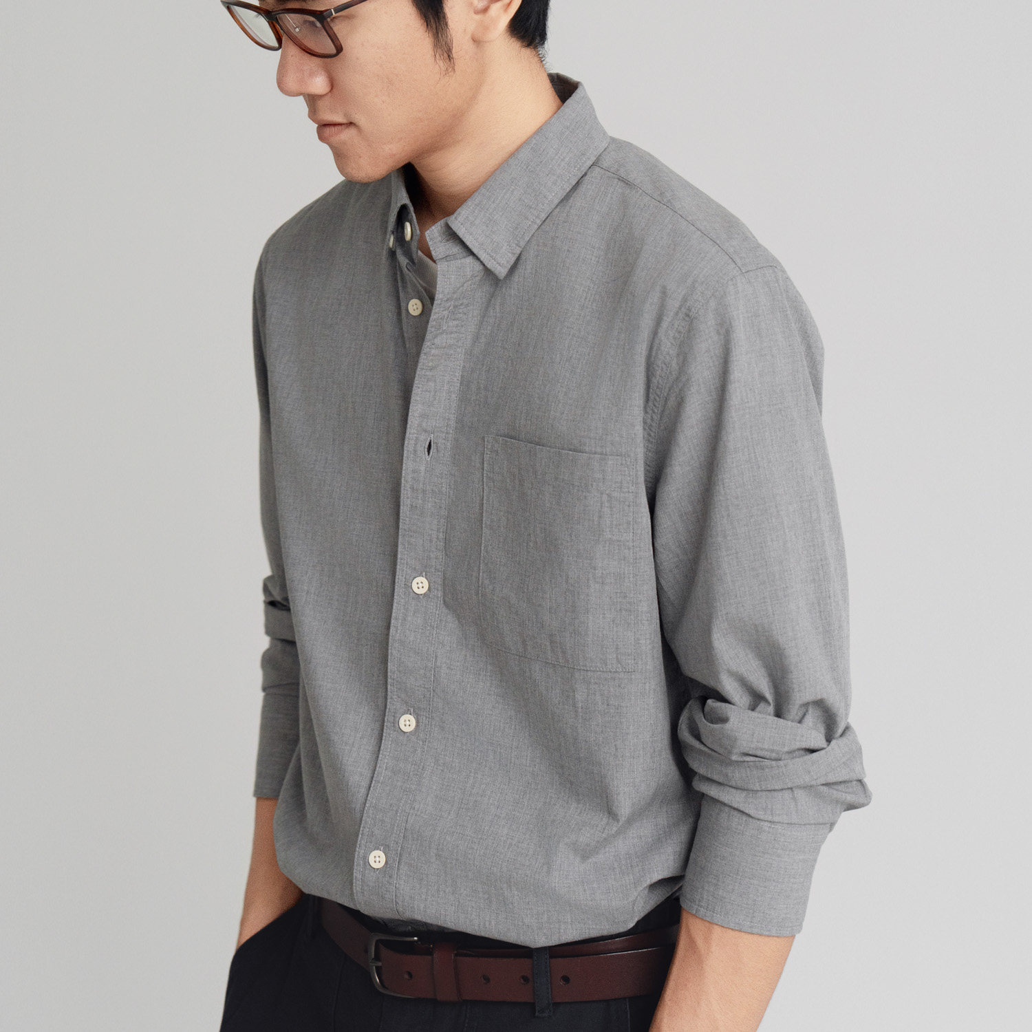 ARBA高级轻通勤新疆棉水泥灰衬衫