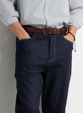 Arba设计 P191 高级零压轻通勤新疆棉弹天然靛蓝染针织原色牛仔裤