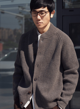 Arba设计 K29 春秋冬高级感复古深咖美利奴羊毛针织开襟夹克