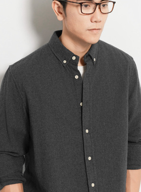 Arba设计 S80 春秋冬高级轻通勤新疆棉静奢水泥灰磨毛衬衣