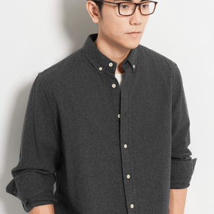 Arba设计 春秋冬高级轻通勤新疆棉静奢水泥灰磨毛衬衣 S80