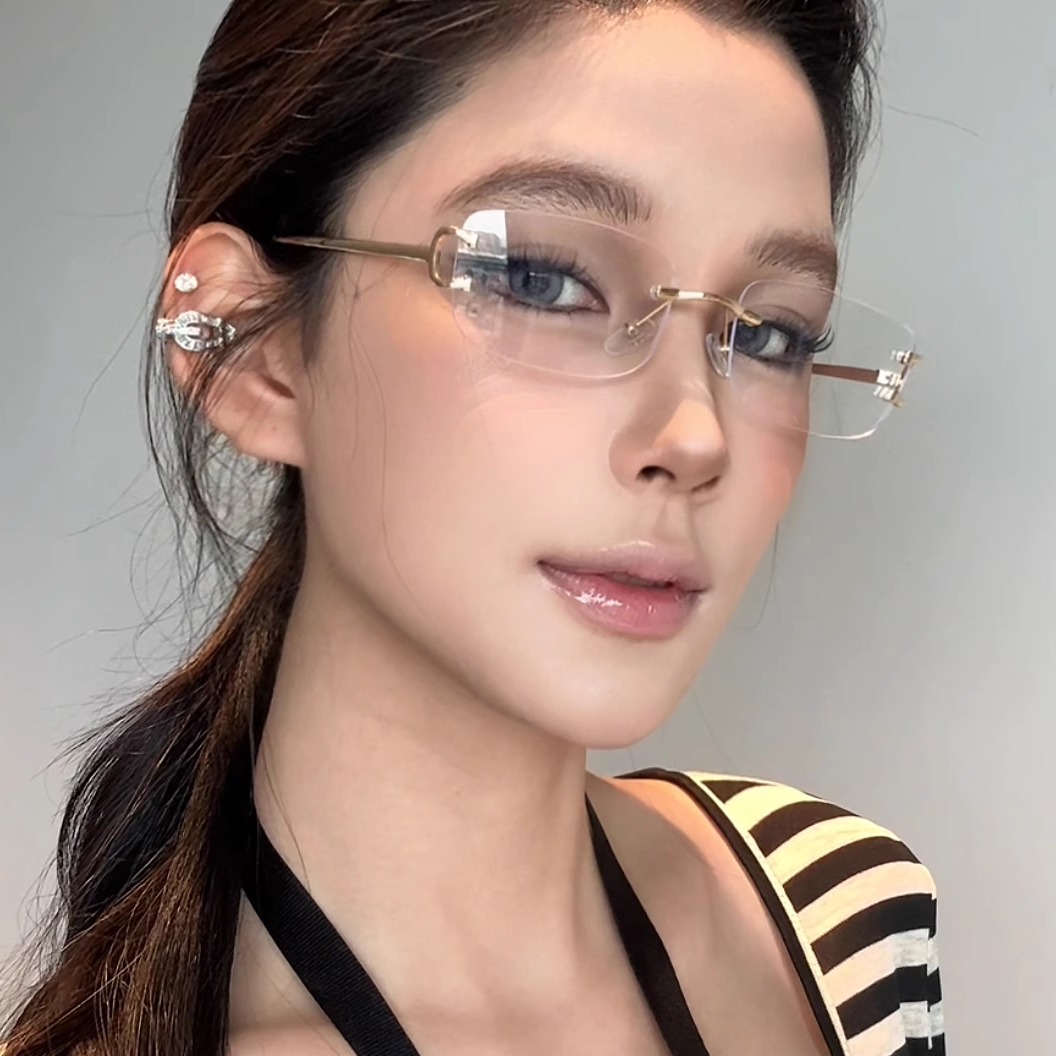 弗瑞姆眼镜无框方形男女太阳镜ins高级感金属欧美街拍潮流墨镜160