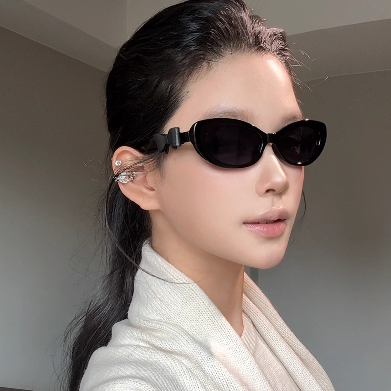 弗瑞姆眼镜欧美猫眼ins时髦蝴蝶结墨镜女潮y2k辣妹旅游太阳镜151