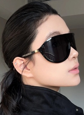 弗瑞姆眼镜细框大镜片太阳镜新款墨镜潮流开车通用显脸小-黑DU102