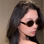 弗瑞姆眼镜椭圆框金属太阳镜高级感欧美眼镜复古时尚 猫眼墨镜439