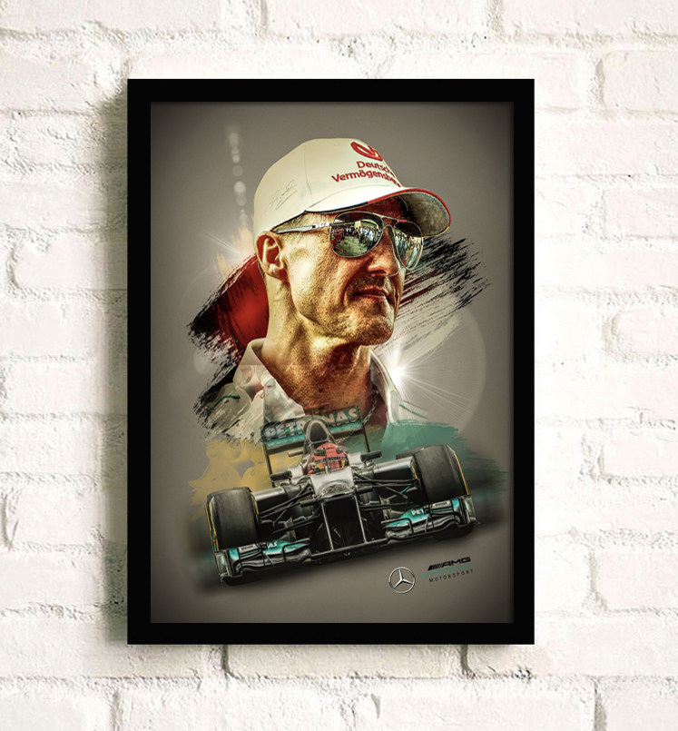 车王舒马赫海报有框画装饰画现代画f1赛车手画运动画挂画墙画壁画