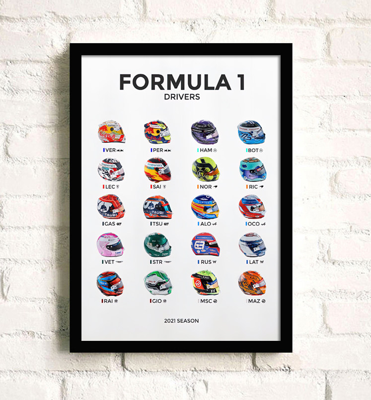 f1车手头盔装饰画汉密尔顿里卡多兰多诺里斯舒马赫罗素挂画墙画