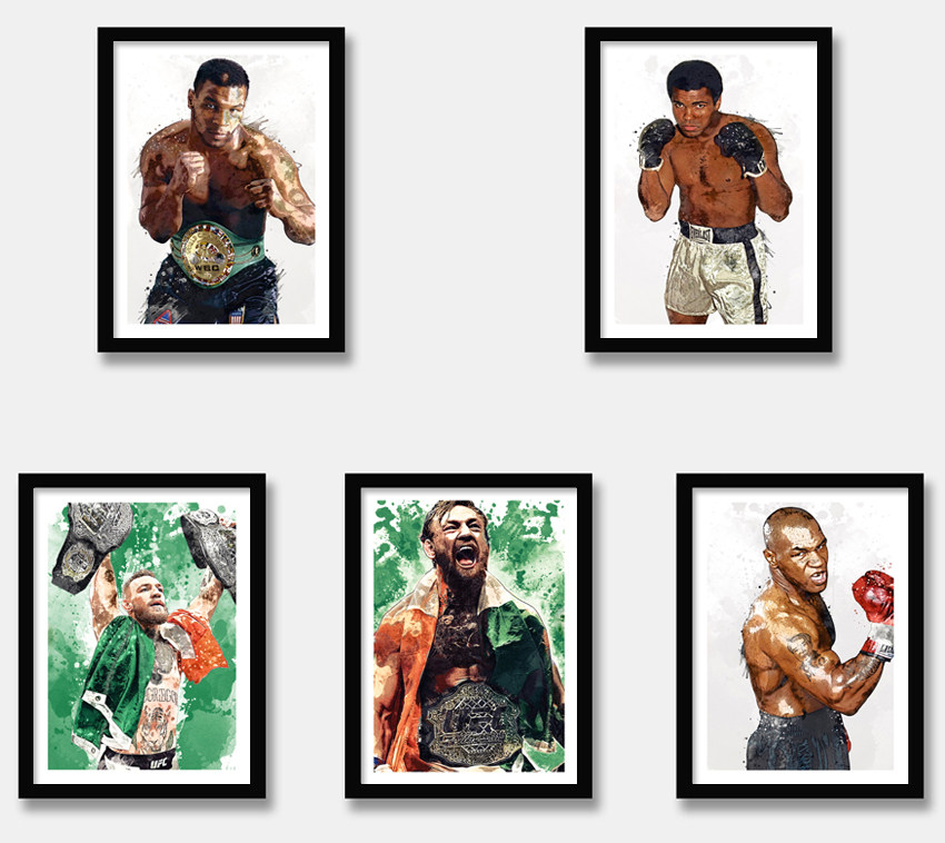 拳王阿里泰森康纳·麦格雷戈有框画装饰画壁画拳击手海报挂画墙画