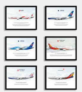 航空公司海报民航客机装饰画国际航空南方航空香港波音日本航空画