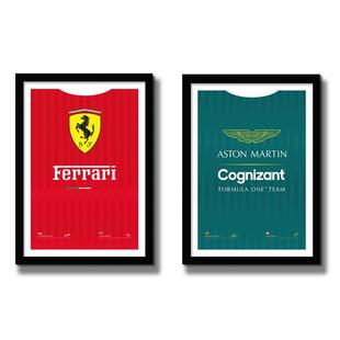 法拉利阿斯顿马丁F1车队队服海报勒克莱尔赛恩斯阿隆索车手装饰画