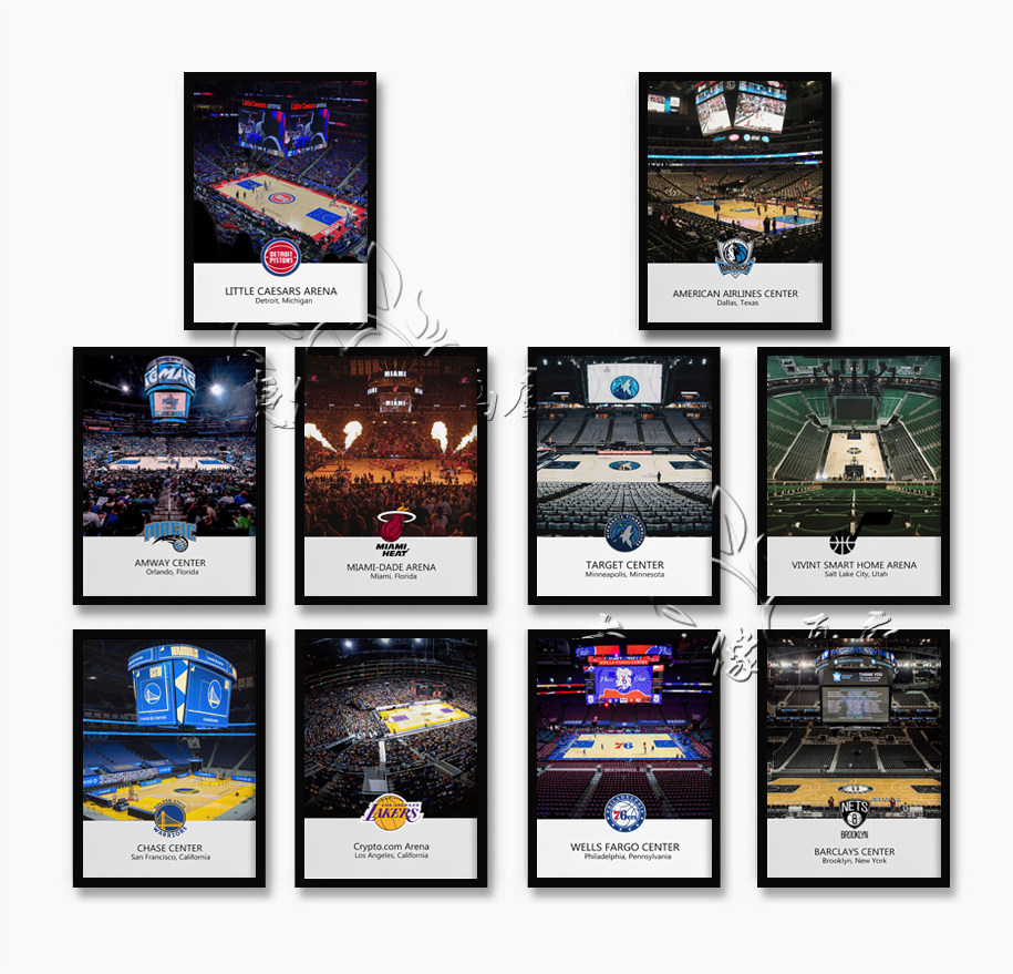 nba篮球队海报活塞队小牛队热火队装饰画湖人掘金金州勇士队挂画