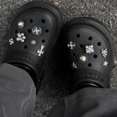 扣适配crocs卡洛驰配饰 花复古十字架可拆卸鞋 暗夜之星洞洞鞋 鞋