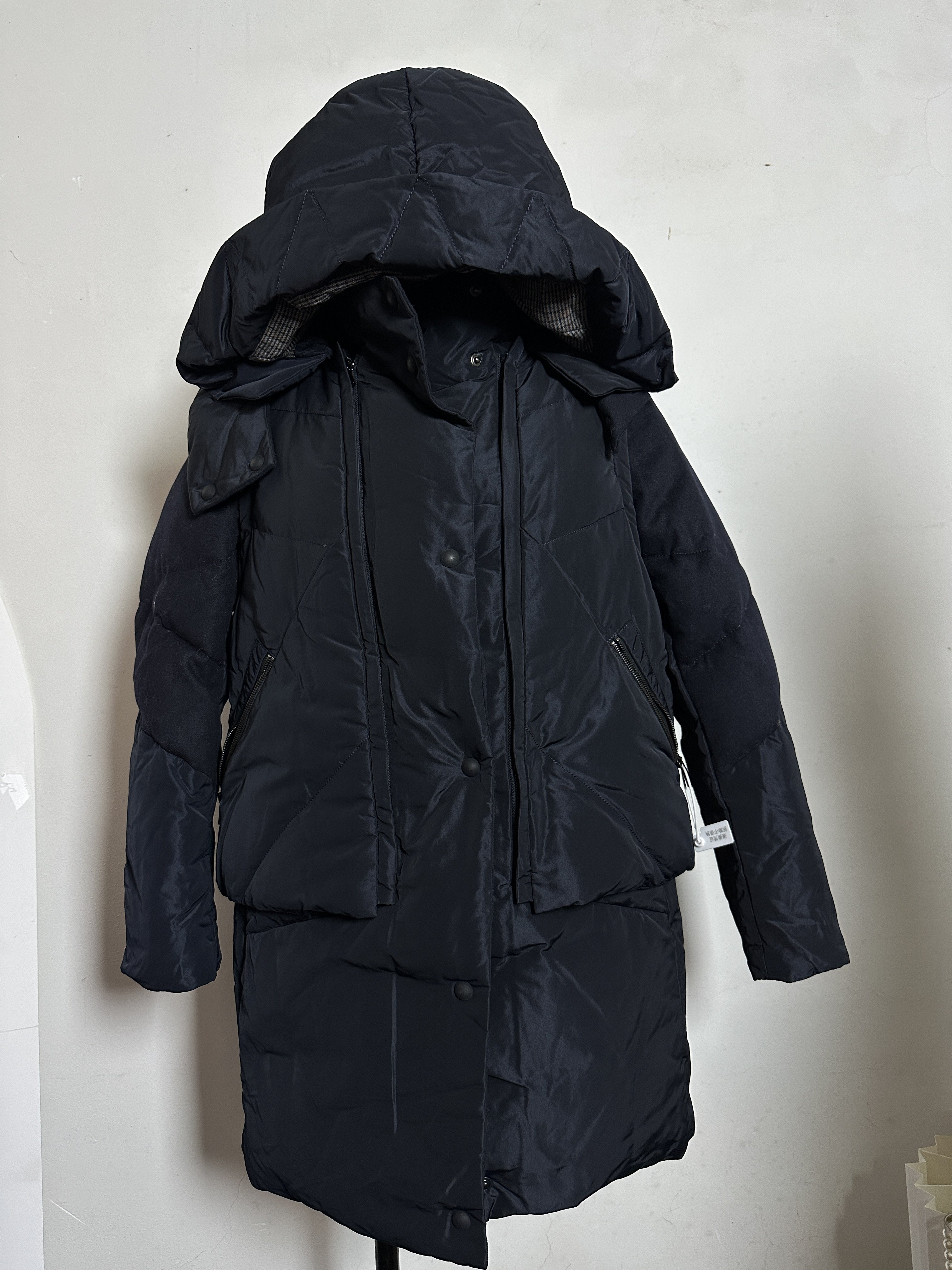 外贸订单羽绒服女中长款过膝加厚两件套保暖白鸭绒外套时尚