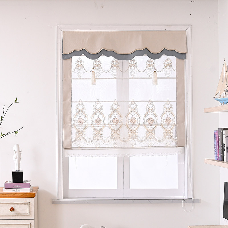 餐厅厨房衣帽间窗帘隔断帘法式客厅书房窗纱升降式透光纱帘罗马帘