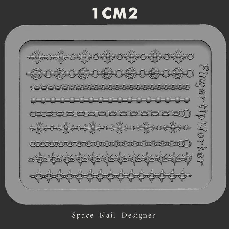 1cm2 Chrome Hearts Nail Charms 3D Chain Elements - Product image 2