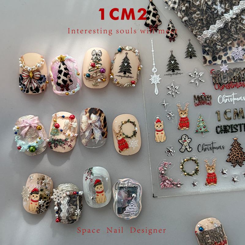 圣诞节美甲贴纸指甲饰品
