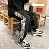秋冬潮牌腰果花拼接加绒卫裤男501-1-WK01-P45，男装休闲裤，星座501-1