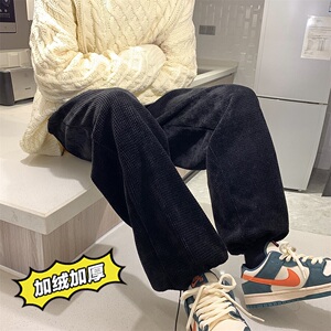 华夫格加绒休闲卫裤男女同款2  501-1图片