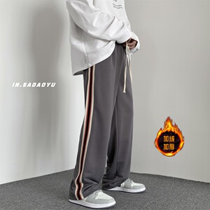 加绒~休闲织带直筒卫裤男 501-1-K336-P40 加绒+5,男装休闲裤,星座501-1