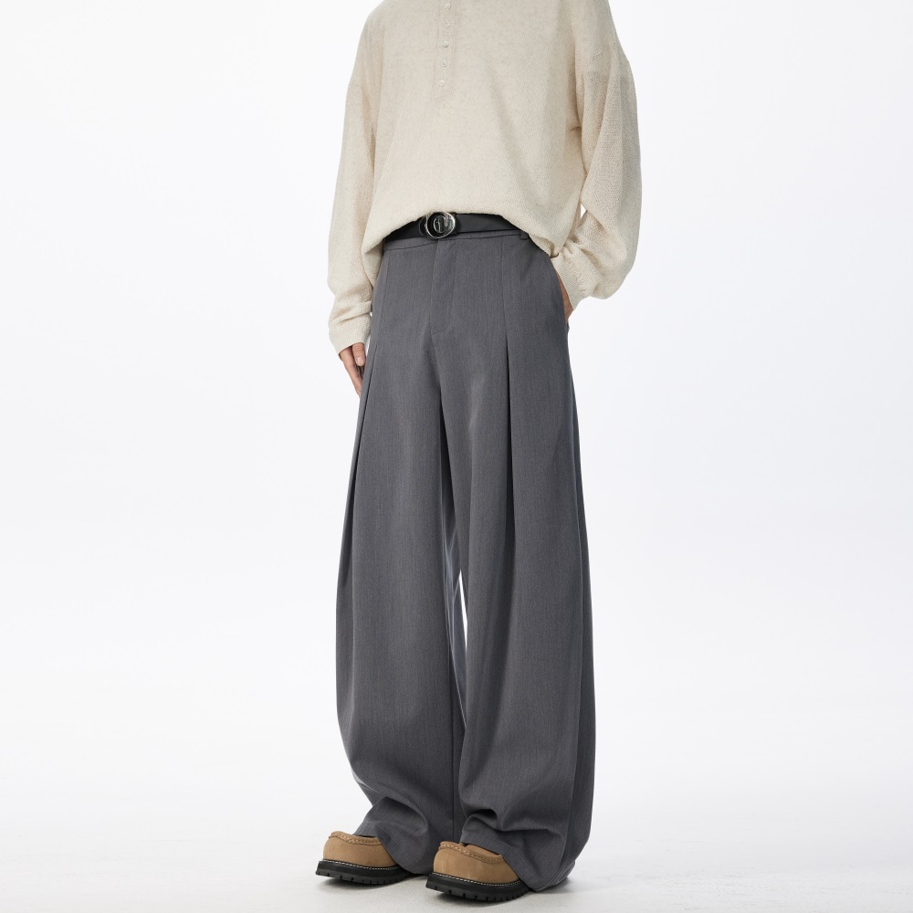 老钱风宽松打褶阔腿西裤501-1-K1505-P6589，男装西裤，星座501-1