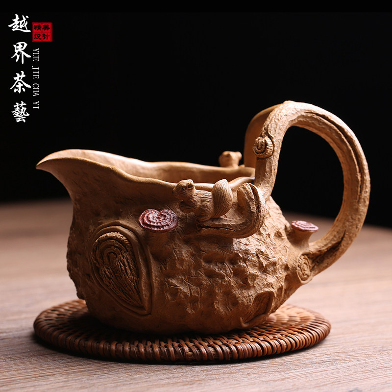 宜兴原矿紫砂主人杯公道杯松鼠供春杯分茶器茶海名家纯手工大号茶