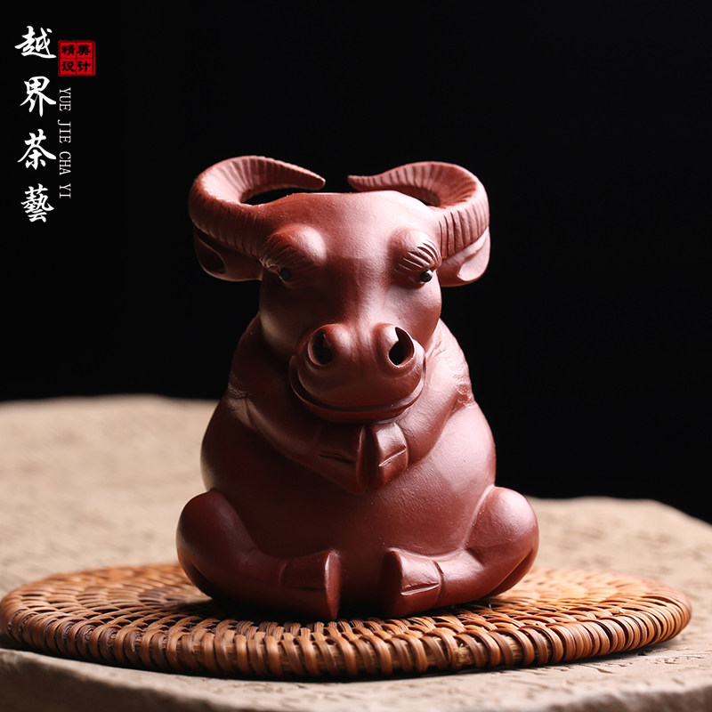 宜兴紫砂茶宠摆件小牛倒流香炉