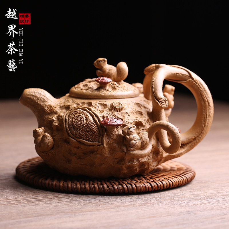 宜兴原矿紫砂壶松鼠供春壶纯全手工名家仿生花器泡茶壶功夫茶具