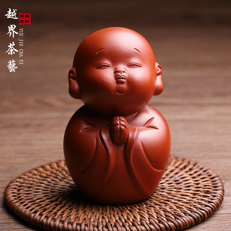 宜兴原矿紫砂茶宠摆件小和尚名家全手工茶具禅意茶玩精品可养