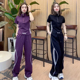 直筒阔腿裤 短袖 韩洋气显瘦半袖 女夏2026新款 两件套 休闲运动套装