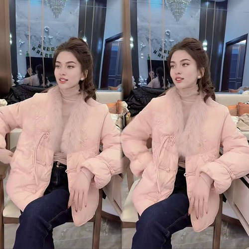 复古新中式国潮棉服外套盘扣绣花